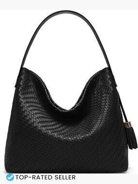 Woven Vegan Leather Tote Bag Suede Hobo Handbag Satchel Work Travel